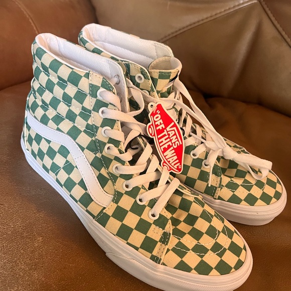 Vans Other - Vans SK8-Hi Checkerboard Light Green/White Classic